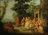 The wedding party by called Watteau de Lille Louis Joseph Watteau, oil on canvas, sold Jan 2013
