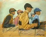 Alan Brassington, Jockey study, oil on panel