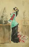 Henry Somm, In the sculptor's studio, watercolor