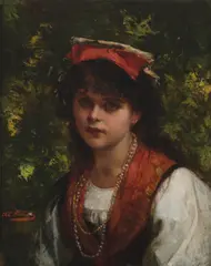 A demure beauty by Charles Louis Müller, oil on canvas, sold Jan 2013