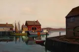 Hjalmar Amundsen, Fishing boats, oil on canvas