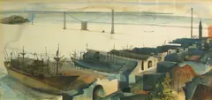 San Francisco waterfront by Frank N. Ashley, 1957, watercolor on paperboard, sold Jan 2013