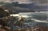 Bennett Bradbury, Moonlight on the coast; Choppy seas at sunset (2), first signed 'Bennett Bradbury' (lower left); second signed 'Bennett Bradbury' (lower right)