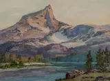 Albert Thomas Derome, Cathedral Peak, Lower Cathedral Lake, watercolor on paper