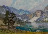 Albert Thomas Derome, Fourth recess, Recess Peak, Mono Creek, watercolor on paper