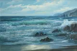 Alexander Dzigurski, Waves crashing on a rocky coast