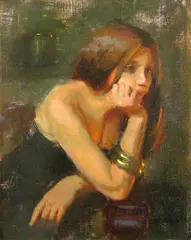 William A. Schneider, Lost in thought, oil on canvas