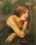 William A. Schneider, Lost in thought, oil on canvas