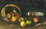 Virgil Williams, Apples and peels with a basket, 1885, oil on canvas