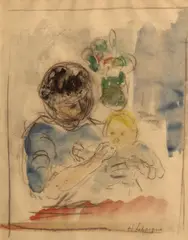 Maternité by Henri Lebasque, watercolor, charcoal and pencil on paper, sold Jan 2013