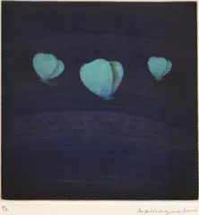 Three butterflies (purple and pale green) by Yōzō Hamaguchi, 1985, Color mezzotint on Rives BFK paper, sold Jan 2013