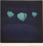 Yōzō Hamaguchi, Three butterflies (purple and pale green), 1985, Color mezzotint on Rives BFK paper