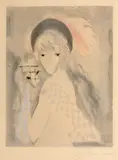 Marie Laurencin, La Femme au Singe (G. & P. E648), c. 1926, Color aquatint on wove paper