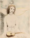 Marie Laurencin, Jeune femme et son fils; Jeune fille à la guitare, 1944; 1946, Etchings on wove paper, la guitare in colors, each initialed or signed in the plate