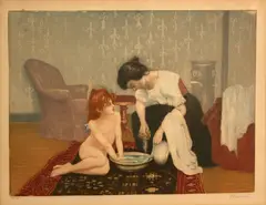 Charles Maurin, Le Bain, c. 1900, Color etching with aquatint on Arches laid paper