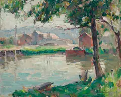 John Fulton Folinsbee, Mill by the River, Summer, oil on canvas