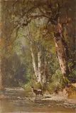 Thomas Hill, Deer by a stream