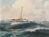 Albert Thomas Derome, Salmon trolling, Monterey Bay, 1947; Monterey Bay sunset (two)
