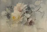Franz Bischoff, Yellow and pink roses, 1903, watercolor on paper