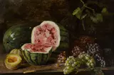 Edith White, Watermelon and grapes, 1889, oil on canvas