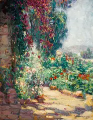 Joseph Kleitsch, Bougainvillea, Capistrano Mission, 1923, oil on canvas