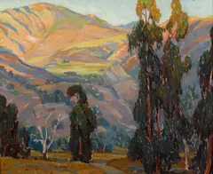 Cornelius Botke, Late afternoon, Santa Paula Canyon, oil on canvas affixed to board