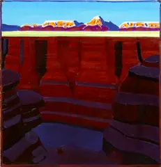 Deep canyon by Conrad Buff, oil on paperboard affixed to board, sold Nov 2013