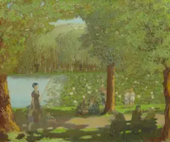 Everett Lloyd Bryant, Summer stroll in Echo Park, Los Angeles, oil on canvas