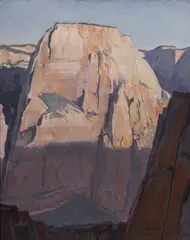 Maynard Dixon, Great White Throne, Zion Canyon, Utah, 1933, oil on canvas board