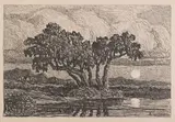 Birger Sandzén, Pond at moonrise