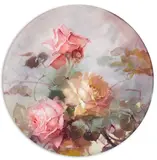 Franz Bischoff, Tray with pink and yellow roses, porcelain
