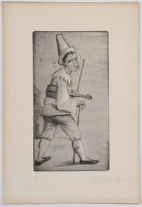 Théodore Strawinsky, The Fiddler, drypoint etching on paper
