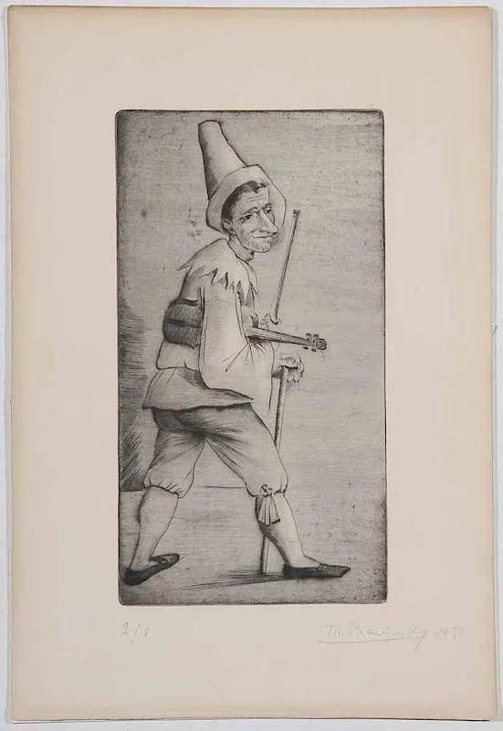 Théodore Strawinsky, The Fiddler, drypoint etching on paper