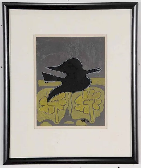 Georges Braque, Black Bird originally printed in 1962 for Saint-John Perse, [l'Ordre des Oiseaux], this edition 109/500 said to be printed by Collector's Guild, lithograph on paper