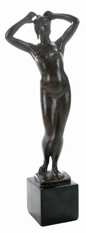 Giambologna, Nude, a French casting, early 20th century, patinated bronze on slate base