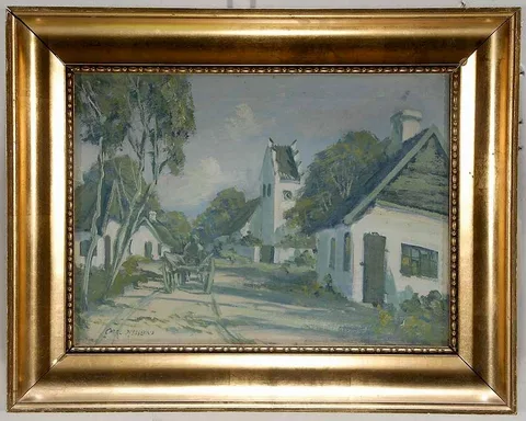 Carl Hesslund, street scene, oil on canvas