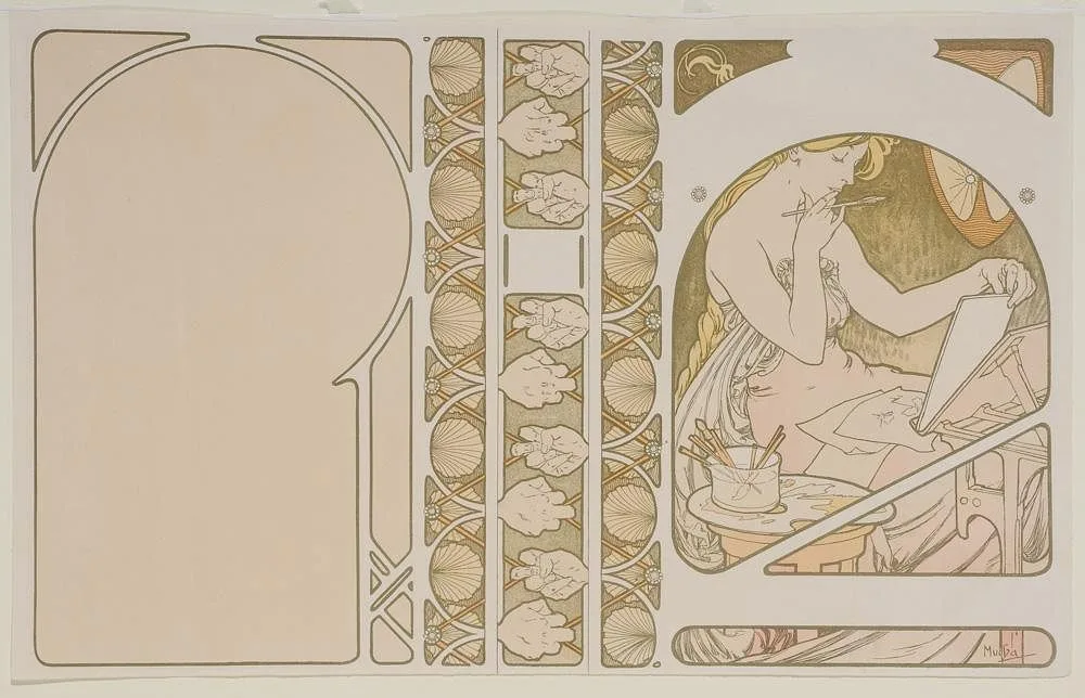 Alphonse Mucha, Proof without text for [Menus et Programmes Illustre?s…Librarie Artistique/G. Boudet/editeur, Paris], 1898, chromolithograph on paper