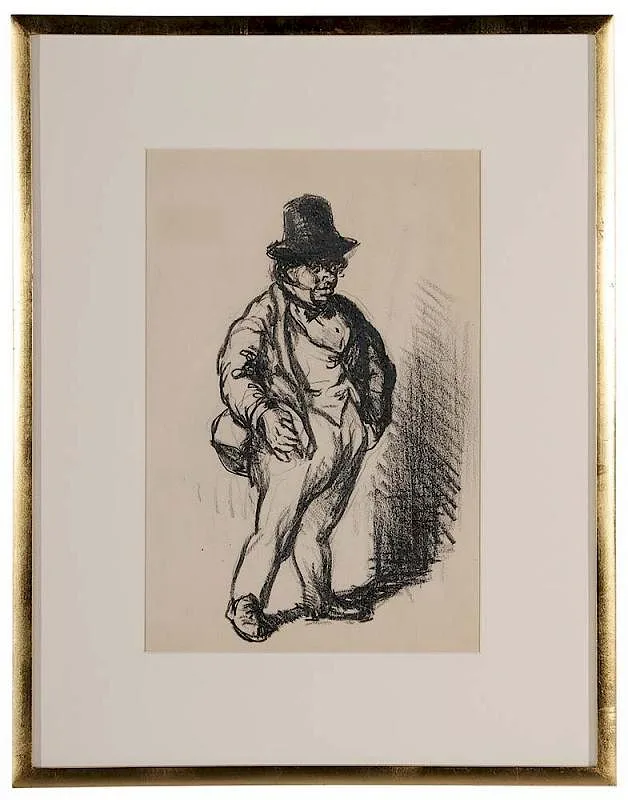 Robert Henri, A Dapper Man (Man with Hands in Pocket), crayon on cream paper