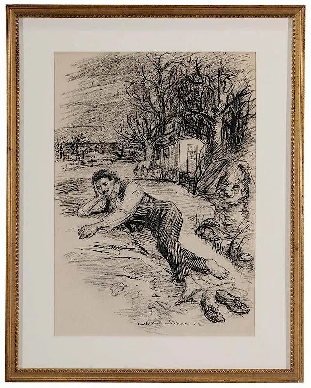 The Dreamer by John Sloan, 1912, ink and charcoal on cream paper, sold May 2016
