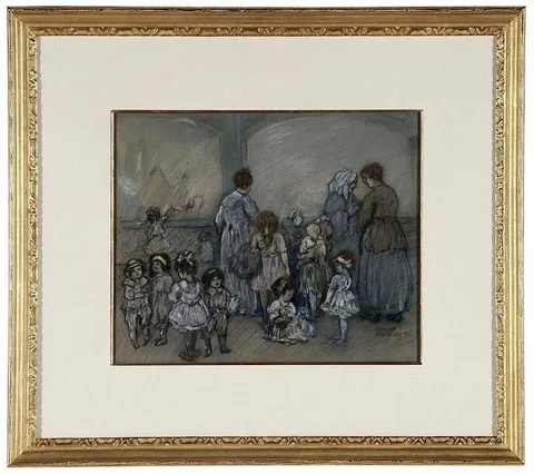 Women and Children by Jerome Myers, pastel on brown paper, sold May 2016