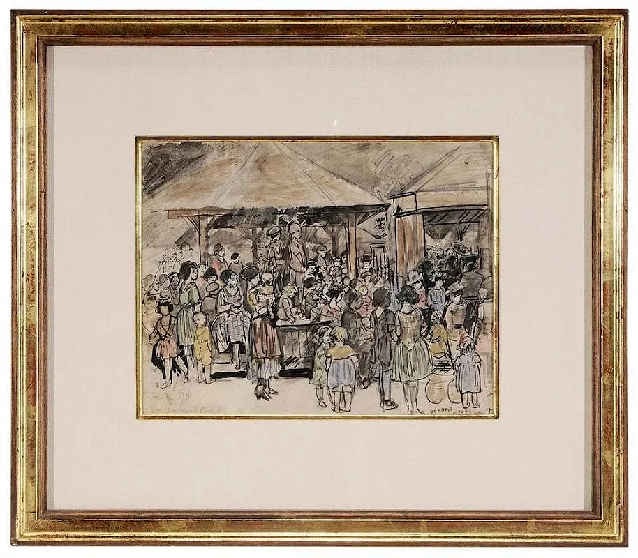 Jerome Myers, St. Gabriel's Park, New York, watercolor and ink over pencil on paper