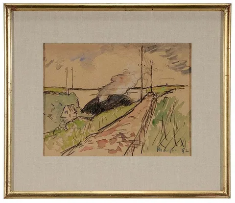 Maxime Maufra, La route rose, 1892, watercolor and crayon on cream paper