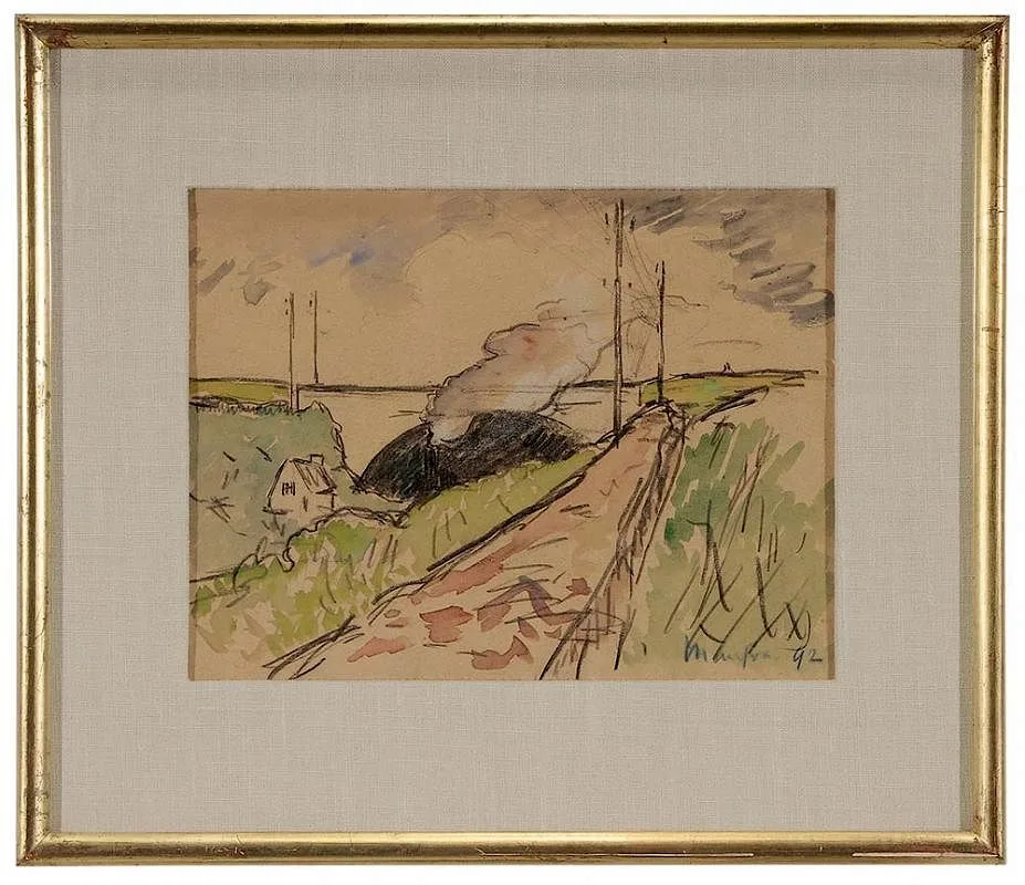 Maxime Maufra, La route rose, 1892, watercolor and crayon on cream paper