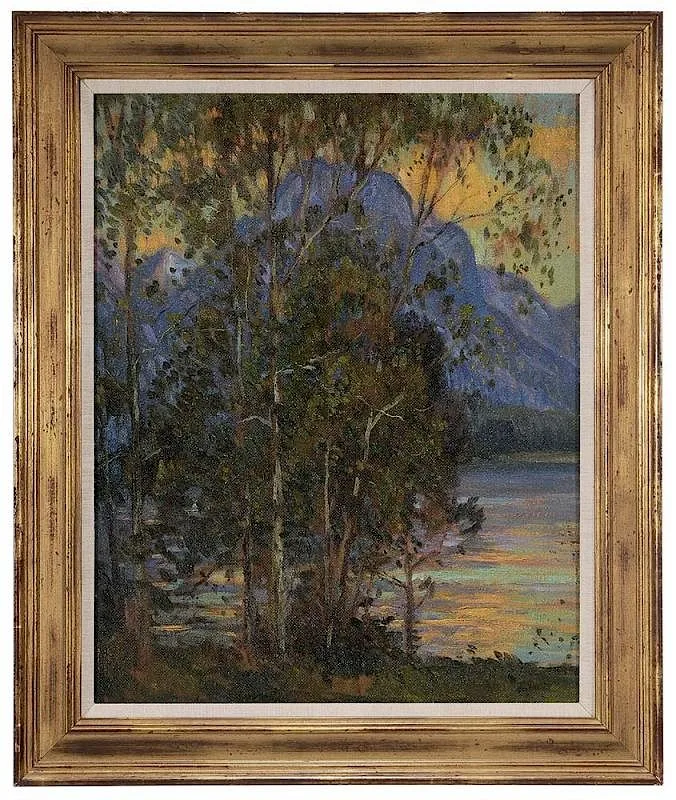 Mountain Sunset by Eliot Candee Clark, oil on Masonite, sold May 2016