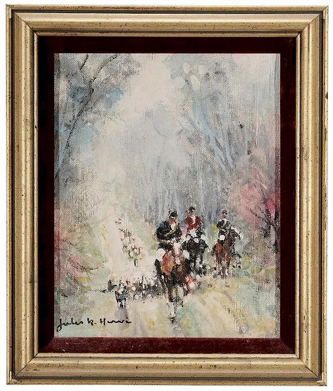 Fox Hunt by Jules Rene Herve, oil on canvas, sold May 2016