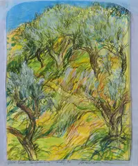 Olive Trees, Andalucia by Brian Bourke, Mixed media on paper, sold May 2025