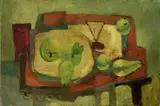 Desmond Carrick, Still Life With Pears And Apples, Oil on board