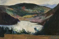 Landscape by Peter Collis, Oil on canvas board, sold May 2025