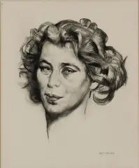Seán Keating, Head Of A Woman, Charcoal