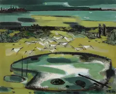 Norah McGuinness, Feeding Ground, Oil on canvas